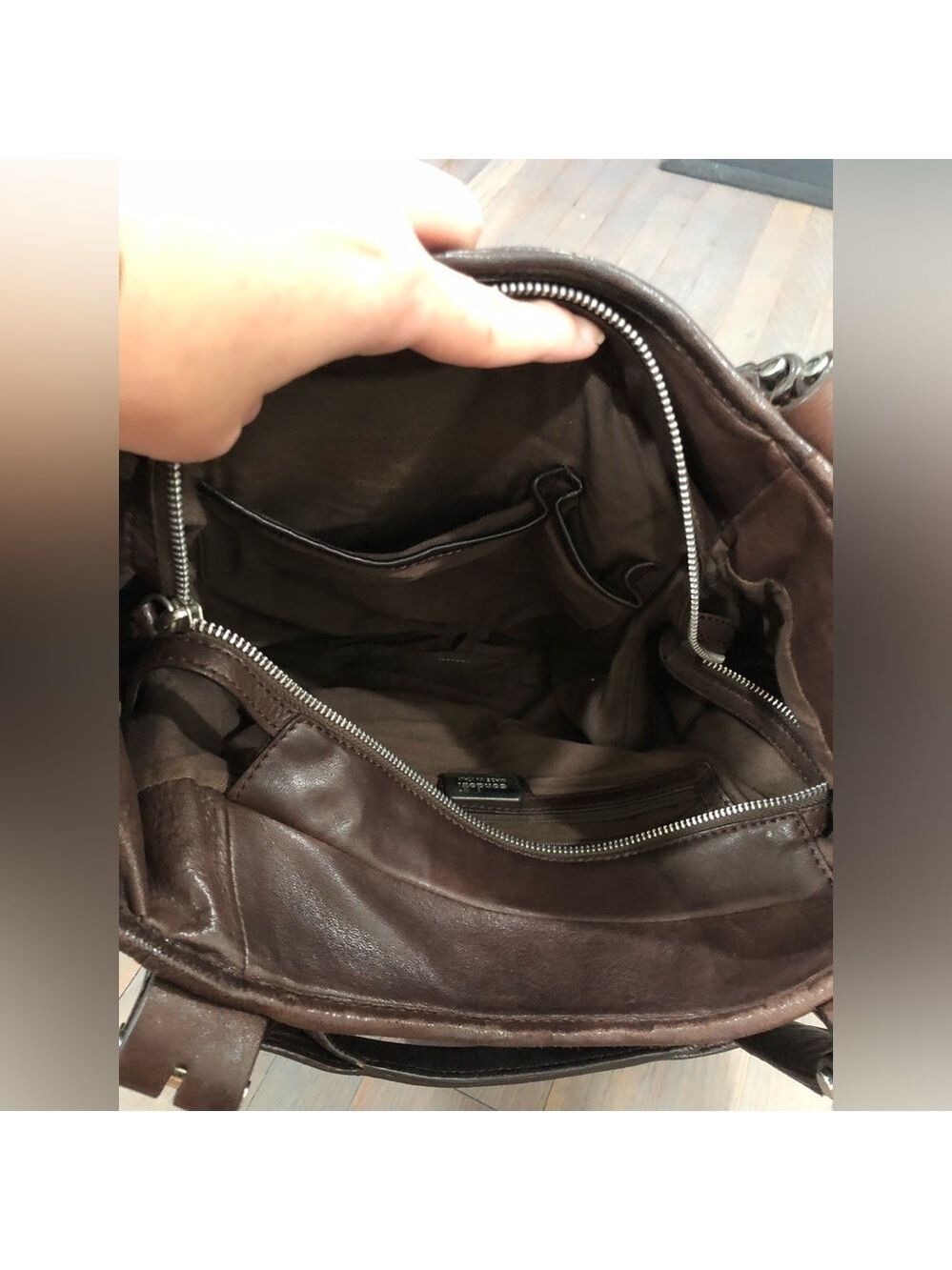 Condotti Italian Leather Handwoven Tote - Dark Brown, Large - Picture 7 of 10